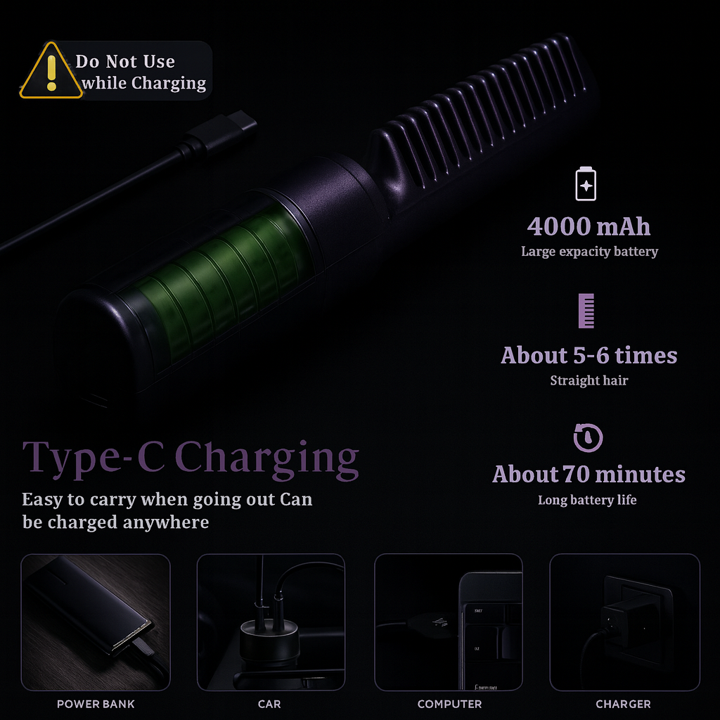 Portable Mini Hair Straightener Cordless