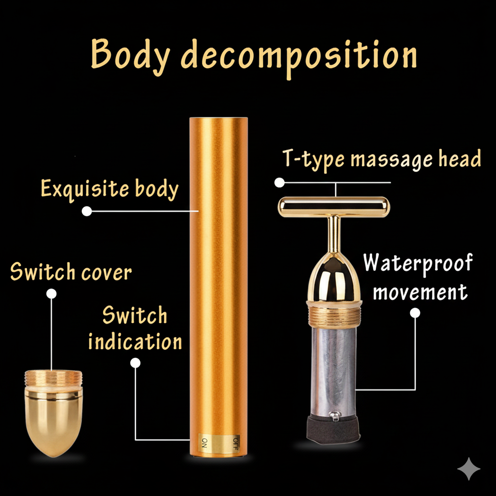 24K Gold Energy Beauty Bar Electric Facial Massage Roller