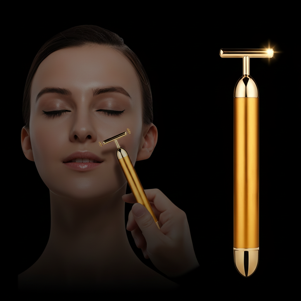 24K Gold Energy Beauty Bar Electric Facial Massage Roller